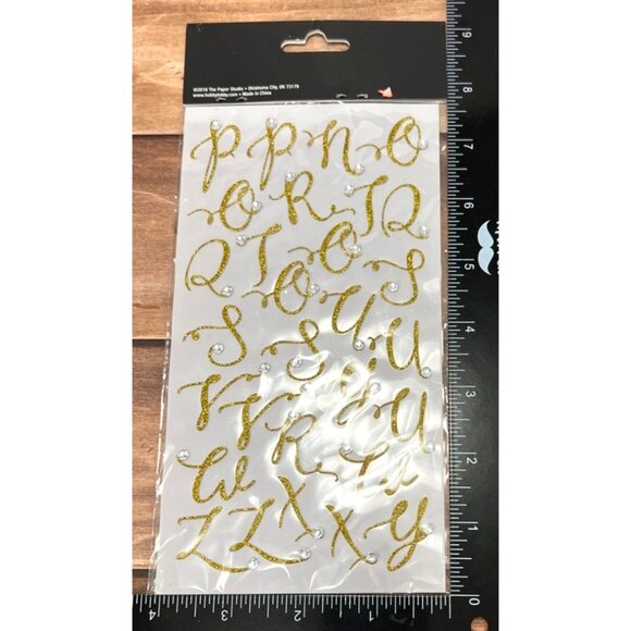 The Paper Studio Gold Glitter Alphabet Stickers W Diamond Accents 1357953 - Picture 2 of 2